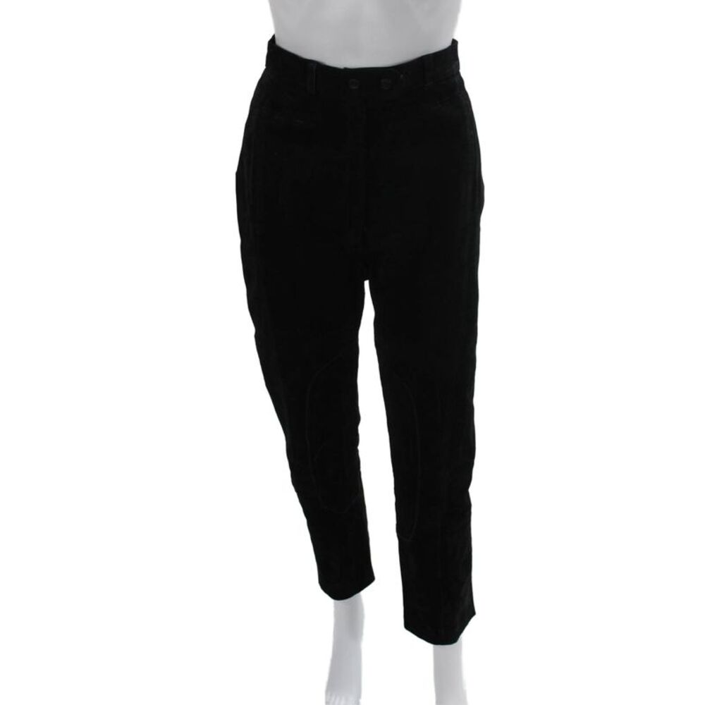 Melanzona Unisex Ankle Cropped Black Cotton Blend Pants Button Size 6